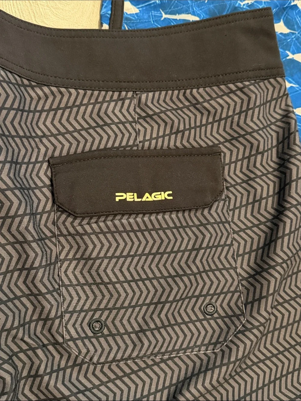 Pelagic Men’s Drawstring Swim Trunks- Size 36- Black/Neon and Patriotic